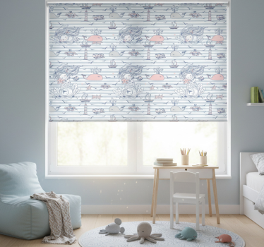 Store enrouleur chambre enfant sirènes et créatures marines - TenStickers
