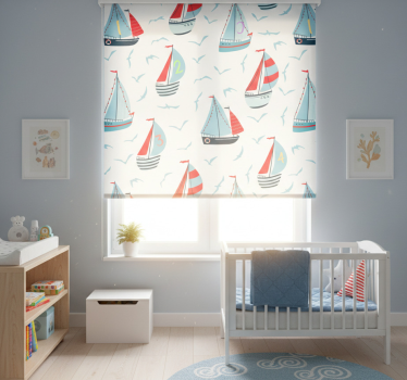 Store enrouleur chambre enfant voiliers et oiseaux - TenStickers