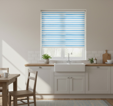 Store enrouleur cuisine à carreaux bleus texturés - TenStickers