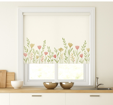 Store enrouleur cuisine bordure de fleurs des champs - TenStickers