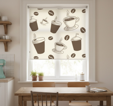 Store enrouleur cuisine café blanc-turquoise - TenStickers