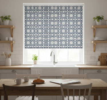 Store enrouleur cuisine carreau portugais trèfle bleu foncé - TenStickers