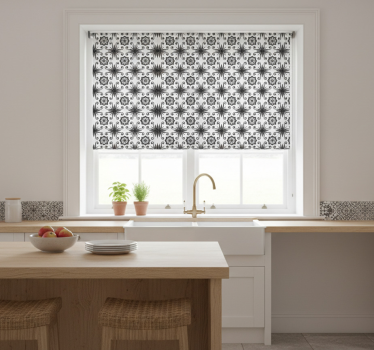 Store enrouleur cuisine carreaux noirs vintage - TenStickers