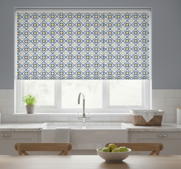 Store enrouleur cuisine carreaux portugais bleu et jaune - TenStickers