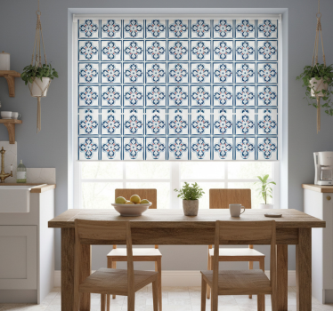 Store enrouleur cuisine carreaux portugais bleu et rouge - TenStickers