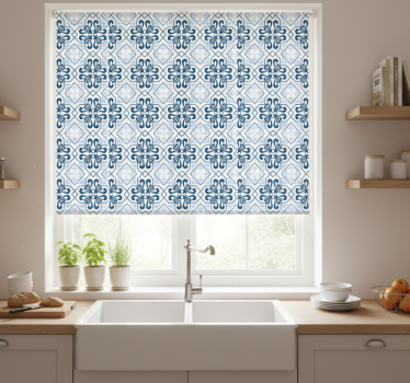 Store enrouleur cuisine carreaux portugais bleus - TenStickers