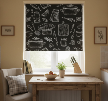 Store enrouleur cuisine croquis d'ustensiles - TenStickers