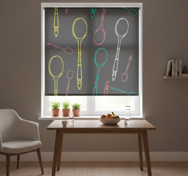 Store enrouleur cuisine croquis d'ustensiles néon - TenStickers