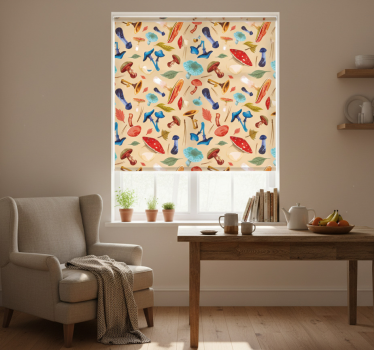 Store enrouleur cuisine dessin champignon lavable - TenStickers