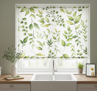 Store enrouleur cuisine feuilles d'eucalyptus aquarelle - TenStickers