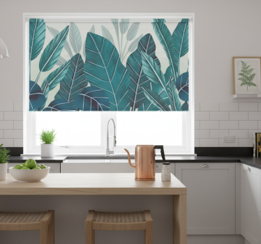 Store enrouleur cuisine feuilles tropicales aquarelle 3d - TenStickers