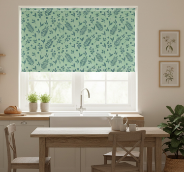 Store enrouleur cuisine feuilles vertes sur vert - TenStickers