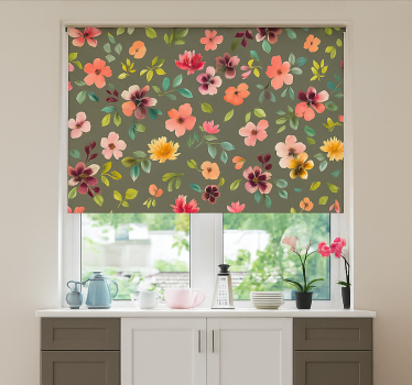 Store enrouleur cuisine fleurs aquarelles vibrantes - TenStickers