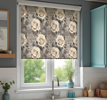 Store enrouleur cuisine fleurs de marmur - TenStickers