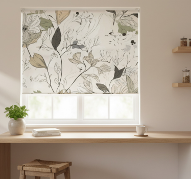 Store enrouleur cuisine fleurs dessinées - TenStickers