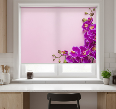 Store enrouleur cuisine fond rose avec orchidée - TenStickers