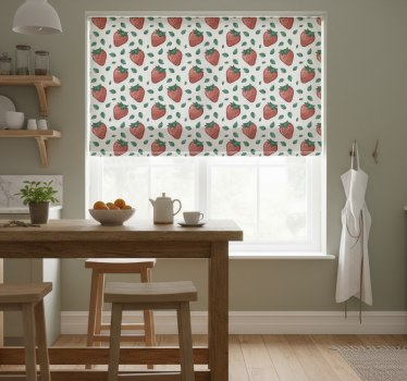 Store enrouleur cuisine fraises juteuses et feuilles vertes - TenStickers
