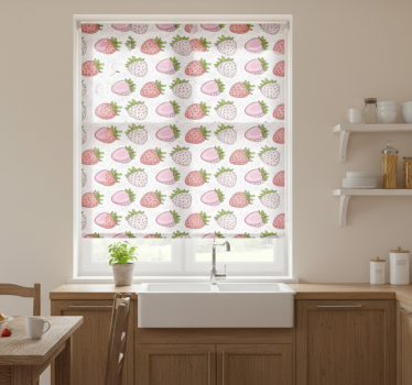 Store enrouleur cuisine fraises roses et rouges sans couture - TenStickers