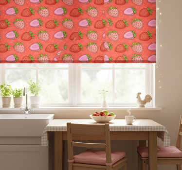 Store enrouleur cuisine fraises rouges et roses sans fin - TenStickers