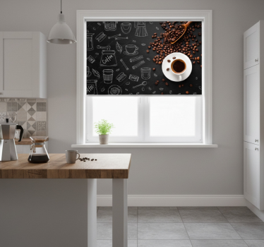 Store enrouleur cuisine grains de café et doodles - TenStickers