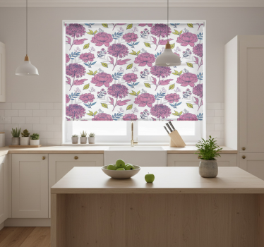 Store enrouleur cuisine grand motif fleurs multicolores - TenStickers