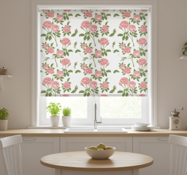 Store enrouleur cuisine imprimé fleurs roses - TenStickers