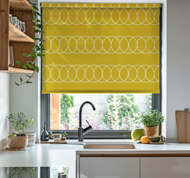 Store enrouleur cuisine jaune motif cercles - TenStickers