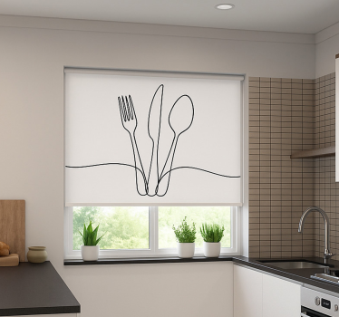 Store enrouleur cuisine lignes élégantes d'ustensiles - TenStickers