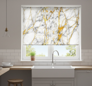 Store enrouleur cuisine marbre gris et or élégant - TenStickers