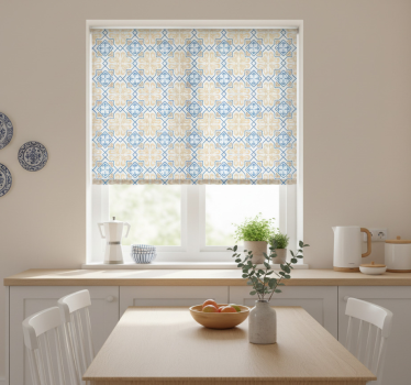Store enrouleur cuisine motif carreaux portugais bleu - TenStickers