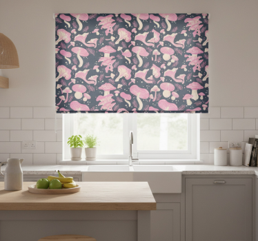 Store enrouleur cuisine motif champignons roses - TenStickers