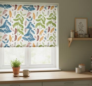 Store enrouleur cuisine motif coloré plante café - TenStickers