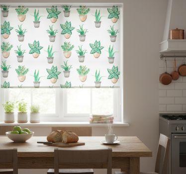 Store enrouleur cuisine motif de verdure en pot - TenStickers
