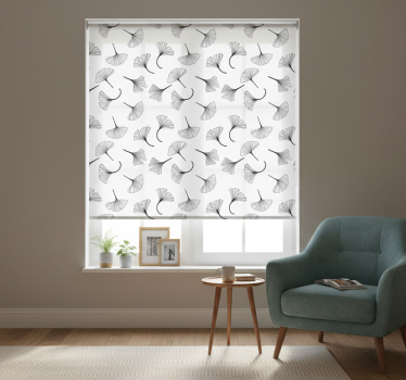 Store enrouleur cuisine motif feuilles de ginkgo noir - TenStickers