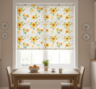 Store enrouleur cuisine motif fleurs aquarelle tournesol - TenStickers