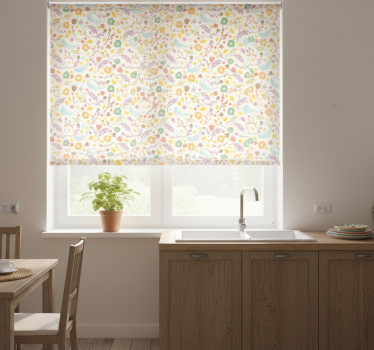 Store enrouleur cuisine motif fleurs polonaises - TenStickers