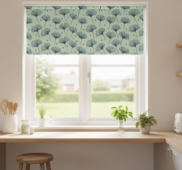 Store enrouleur cuisine motif floral bleu - TenStickers