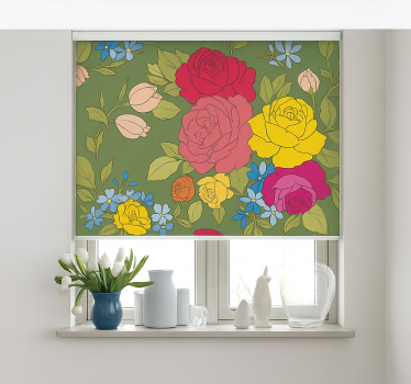 Store enrouleur cuisine motif floral rose - TenStickers