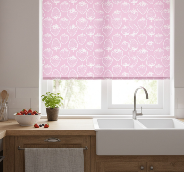 Store enrouleur cuisine motif fraises roses sans fin - TenStickers