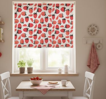 Store enrouleur cuisine motif fraises rouges réalistes - TenStickers