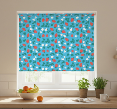 Store enrouleur cuisine motif fruits et fleurs colorés - TenStickers