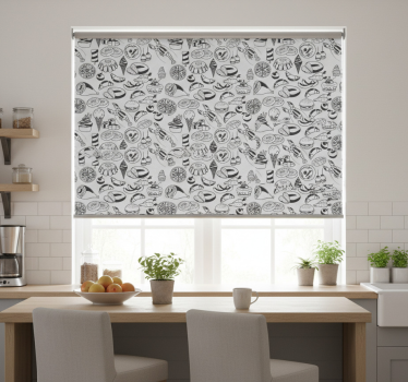 Store enrouleur cuisine motif gribouillis alimentaires - TenStickers