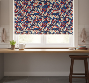 Store enrouleur cuisine motif mosaïque rouge et bleu - TenStickers