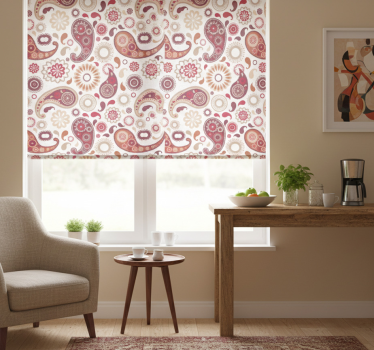 Store enrouleur cuisine motif paisley blanc - TenStickers