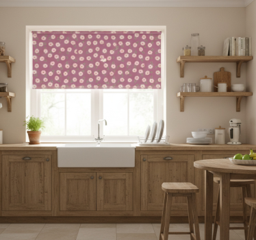 Store enrouleur cuisine motif petites marguerites roses - TenStickers