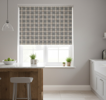 Store enrouleur cuisine motif tartan écossais gris - TenStickers