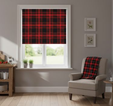Store enrouleur cuisine motif tartan noir rouge - TenStickers