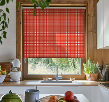 Store enrouleur cuisine motif vichy rouge - TenStickers