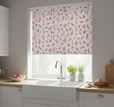 Store enrouleur cuisine motifs botaniques roses - TenStickers