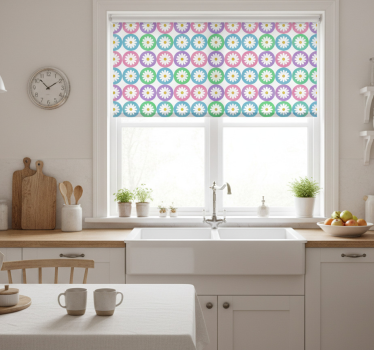 Store enrouleur cuisine motifs cercles marguerites - TenStickers